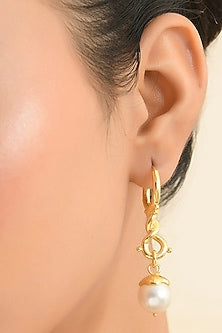 Gold Finish Baroque Pearl Dangler Earrings