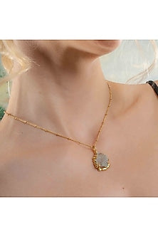 Gold Finish Aquamarine Gemstone Necklace