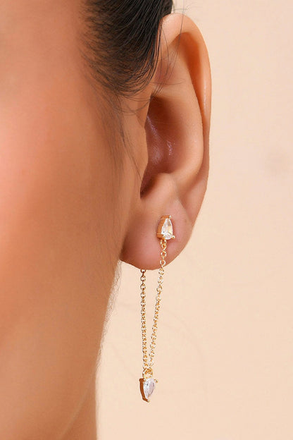Gold Finish Cubic Zirconia Dangler Earrings