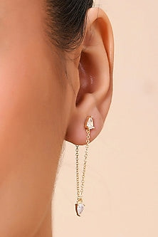 Gold Finish Cubic Zirconia Dangler Earrings