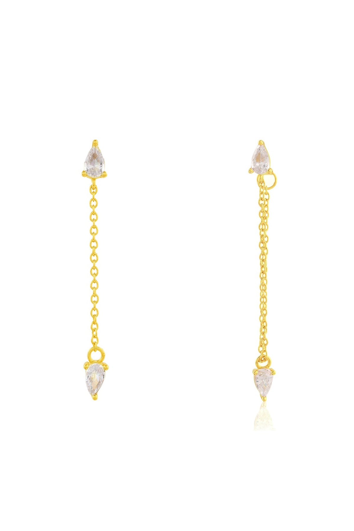 Gold Finish Cubic Zirconia Dangler Earrings