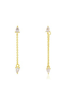 Gold Finish Cubic Zirconia Dangler Earrings