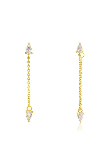 Gold Finish Cubic Zirconia Dangler Earrings