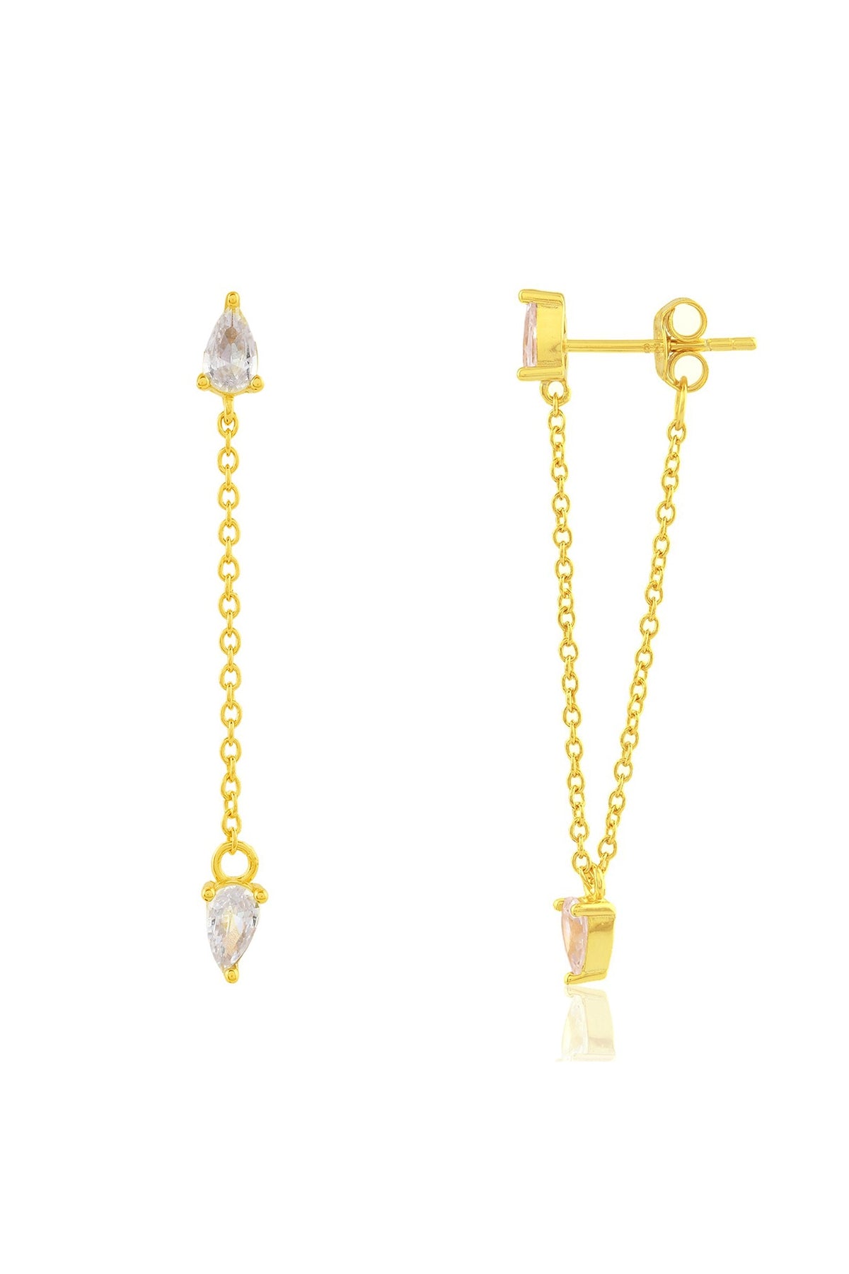 Gold Finish Cubic Zirconia Dangler Earrings