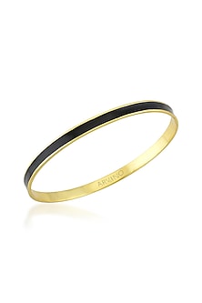 Gold Finish Black Enamel Bangle