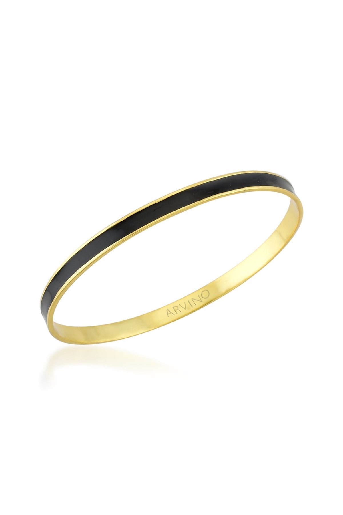 Gold Finish Black Enamel Bangle