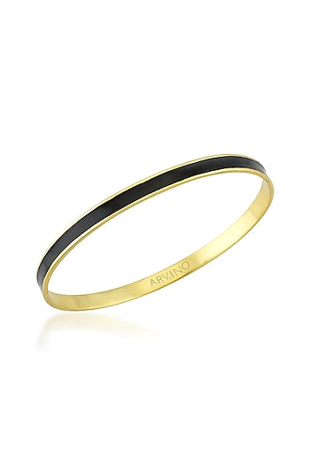 Gold Finish Black Enamel Bangle