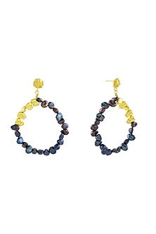 Gold Plated Black Pearl Earrings
