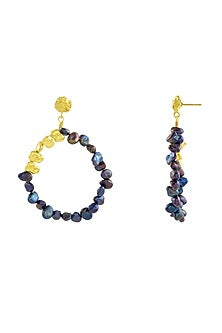 Gold Plated Black Pearl Earrings