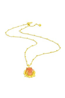 Gold Finish Carnelian Stone Claw Necklace