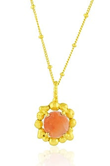 Gold Finish Carnelian Stone Claw Necklace