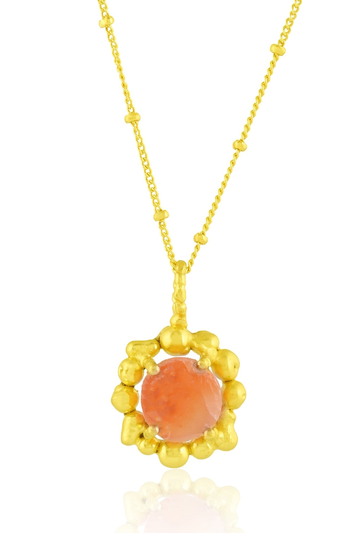 Gold Finish Carnelian Stone Claw Necklace