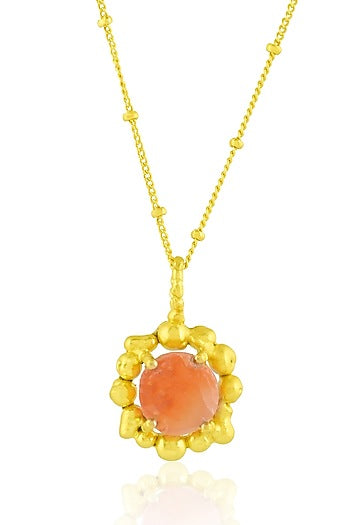 Gold Finish Carnelian Stone Claw Necklace