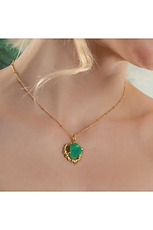 Gold Finish Chrysoprase Gemstone Enchanter Necklace