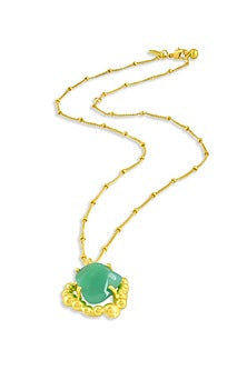Gold Finish Chrysoprase Gemstone Enchanter Necklace