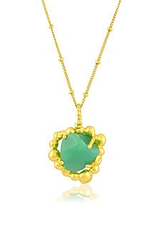 Gold Finish Chrysoprase Gemstone Enchanter Necklace