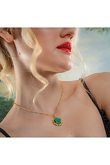 Gold Finish Chrysoprase Gemstone Enchanter Necklace