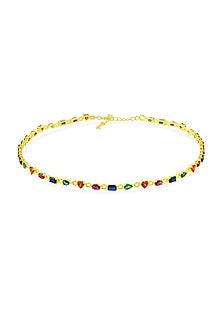 Gold Finish Multi-Colored CZ Necklace
