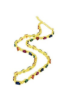 Gold Finish Multi-Colored CZ Necklace