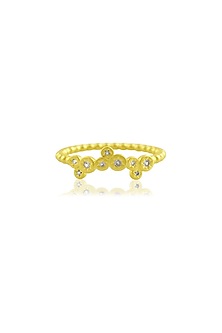 Gold Finish White Cubic Zirconia Band Ring