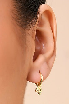 Gold Finish White Cubic Zirconia Huggie Earrings