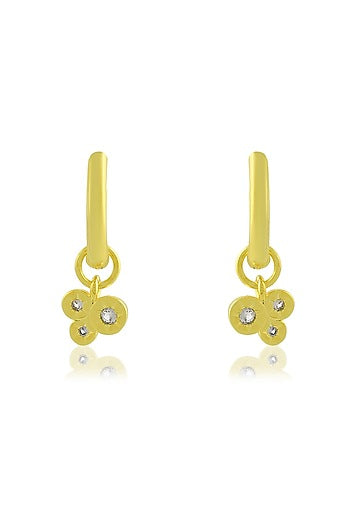 Gold Finish White Cubic Zirconia Huggie Earrings