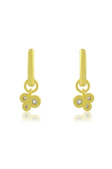 Gold Finish White Cubic Zirconia Huggie Earrings