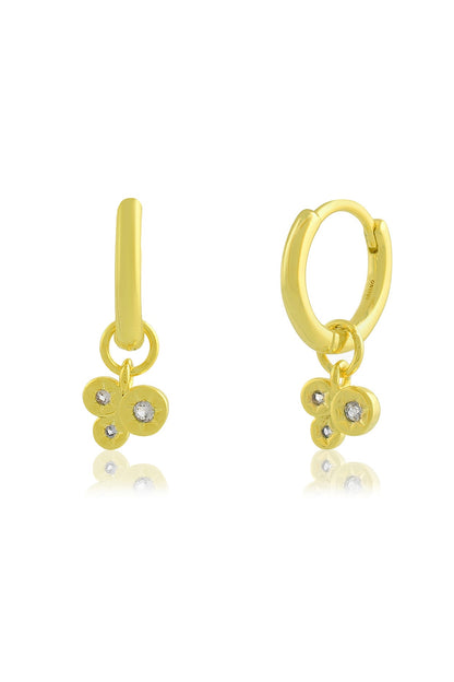 Gold Finish White Cubic Zirconia Huggie Earrings