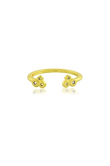 Gold Finish White Cubic Zirconia Open Trio Ring