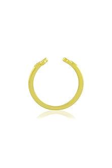 Gold Finish White Cubic Zirconia Open Trio Ring