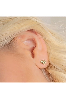 Gold Finish White Cubic Zirconia Stud Earrings