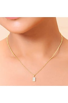 Gold Finish White Cubic Zirconia Pendant Necklace