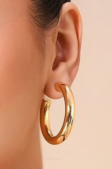 Gold Finish Large Hoop Earrings