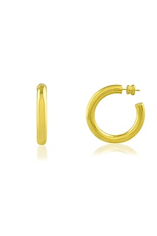Gold Finish Large Hoop Earrings