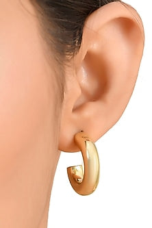 Gold Finish Medium Hoop Earrings