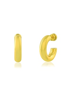 Gold Finish Medium Hoop Earrings