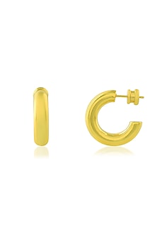 Gold Finish Medium Hoop Earrings