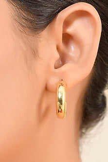Gold Finish Medium Hoop Earrings