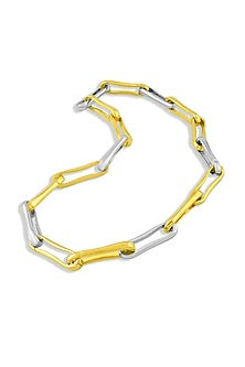 Two Tone Finish Paperclip Linked Necklace