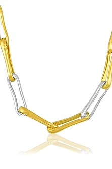 Two Tone Finish Paperclip Linked Necklace