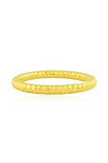 Gold Finish Etched Furrowed Bangle