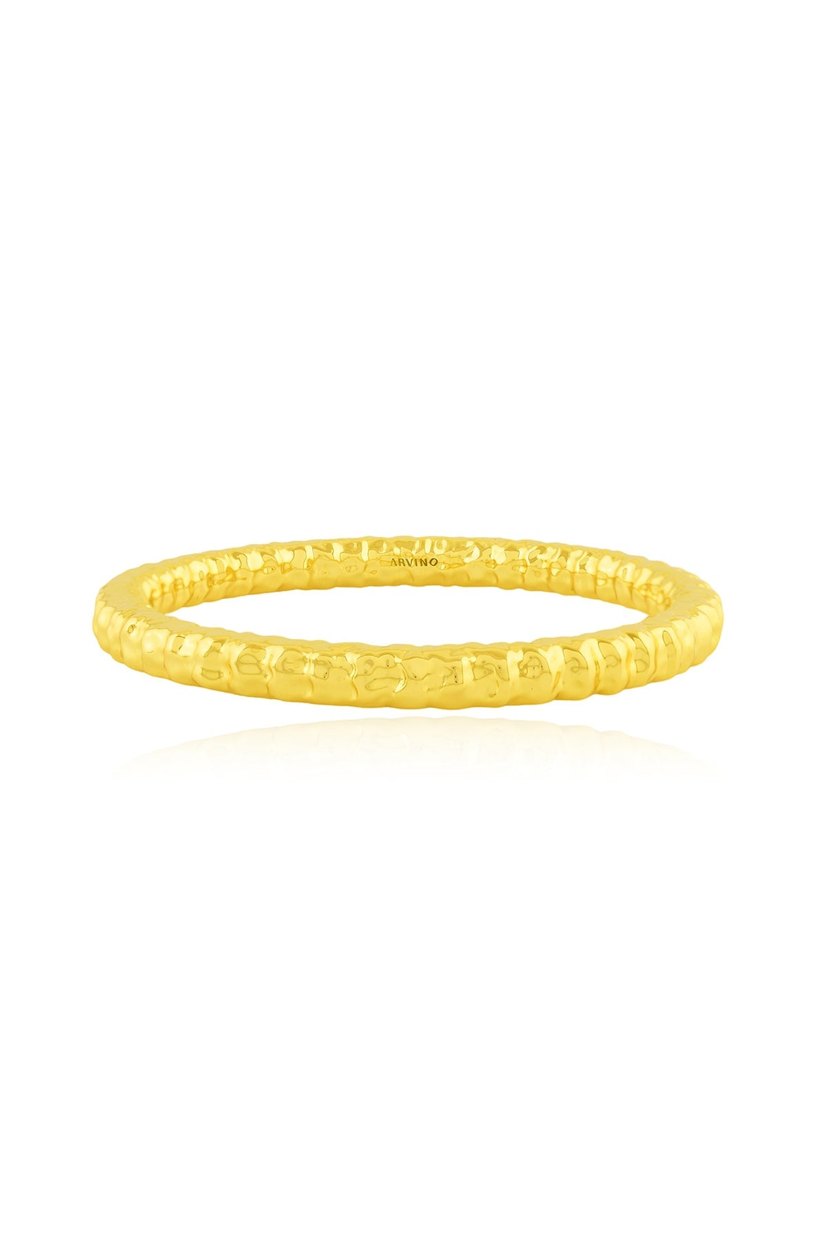 Gold Finish Etched Furrowed Bangle