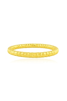Gold Finish Etched Furrowed Bangle
