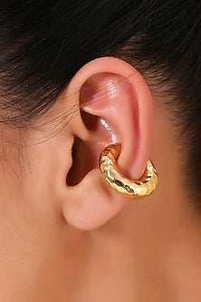 Gold Finish Distressed Wrinkled Ear Cuff