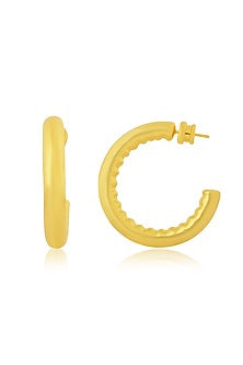 Gold Finish Inlay Hoop Earrings
