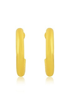 Gold Finish Inlay Hoop Earrings