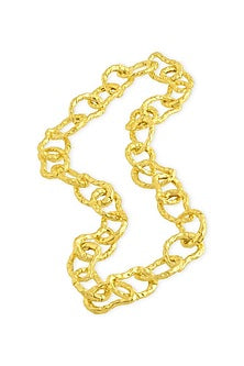 Gold Finish Textured Link Necklace