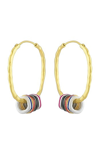 Gold Finish Hoop Earrings In Sterling Silver