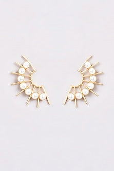 Gold Finish Pearl Stud Earrings