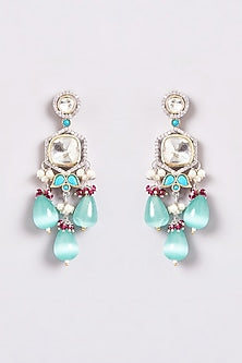 White Finish Zircon Jhumka Earrings